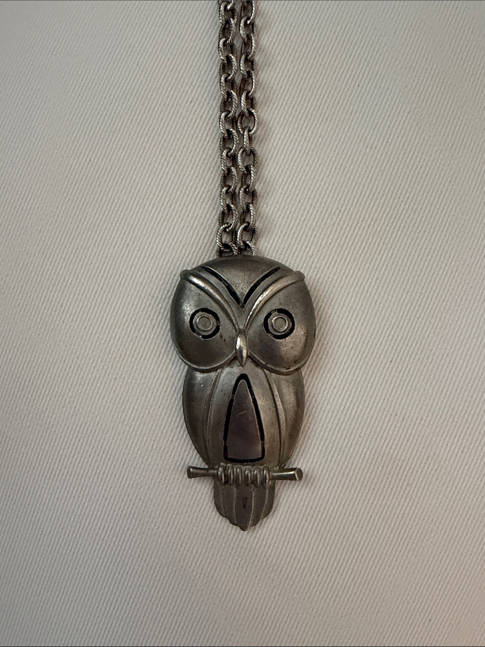 Sterling Silver Owl Pendant Necklace - Silver